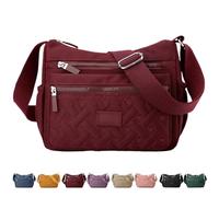 Générique Apparent Crossbody Bag, Large Capacity Waterproof Nylon Shoulder Messenger Bag, Soft with Multi Pocket for Women (Red)
