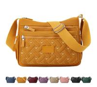 Générique Apparent Crossbody Bag, Large Capacity Waterproof Nylon Shoulder Messenger Bag, Soft with Multi Pocket for Women (Orange)