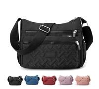 Générique Apparent Crossbody Bag, Nylon Shoulder Messenger Bag, Large Capacity Waterproof Nylon Shoulder Messenger Bags (Black)