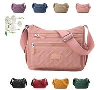 Générique Apparent Crossbody Bag, Nylon Shoulder Messenger Bag, Multi Pocket Crossbody Bag, Waterproof Large Capacity (pink)