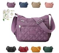 Générique Apparent Crossbody Bag, Nylon Shoulder Messenger Bag, Multi Pocket Crossbody Bag, Waterproof Large Capacity (Purple)