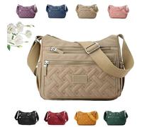 Générique Apparent Crossbody Bag, Nylon Shoulder Messenger Bag, Multi Pocket Crossbody Bag, Waterproof Large Capacity (khaki)