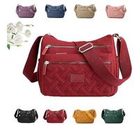 Générique Apparent Crossbody Bag, Nylon Shoulder Messenger Bag, Multi Pocket Crossbody Bag, Waterproof Large Capacity (burgundy)