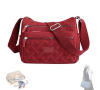 Générique Apparent Crossbody Bag, Nylon Shoulder Messenger Bag, Multi Pocket Crossbody Bags, Waterproof (Wine Red)