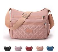 Générique Apparent Crossbody Bag, Nylon Shoulder Messenger Bag, Multi Pocket Crossbody Bags, Waterproof, for Daily Use (Pink)