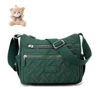 Générique Apparent Crossbody Bag,Nylon Shoulder Messenger Bag,Women's Waterproof Crossbody Bag,with Multi Compartments (Green)