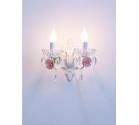 Générique Applique mural, Applique murale en cristal français, lampe de chevet à LED for chambre d'enfant, applique pastorale romantique, éclairage mariage princesse(2 lights)