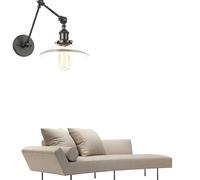 Générique Applique murale à bras articulé long, verre transparent, style industriel noir, lampe de chevet avec interrupteur tirette, idéale for salle manger, salon ou café(C)