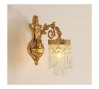 Générique Applique murale en laiton cristal européen français 2 lumières or antique appliques murales du milieu du siècle double lampe luminaire mural vintage for salle de bain(14 * 38cm)