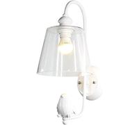 Générique Applique murale en métal blanc avec abat-jour verre évasé, applique moderne minimaliste résine décor d'oiseau, Compatible with à ., salon, salle manger, douille E27, Luminaires intérieur