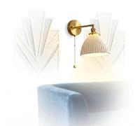 Générique Applique Murale Intérieure Vintage en Céramique, Luminaire Mural avec Interrupteur à Tirette, Lampe Murale E14 pour Chambre, Salle de Bain, Cuisine et Salon, Style Art Déco (B)