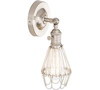 Générique Applique Murale LED, Design Cage à Oiseaux De Style Industriel Rétro, Support Mural en Fer Forgé Réglable, Crée Un éclairage Décoratif Dambiance, Convient Aux Bars, Lofts (Silver)