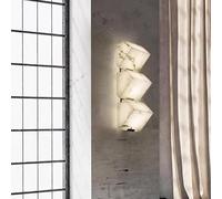 Générique Applique murale minimaliste en marbre naturel à 3 têtes, style luxueux et tendance, éclairage LED for la décoration intérieure, chambre ou couloir, lumière d'ambiance(Large 33cm)