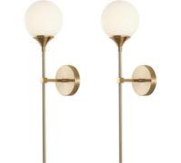 Générique Applique Murale Moderne De Style Médiéval, Abat-Jour en Verre Ambré, Bras Articulé Réglable, éclairage Doux Et Agréable pour Les Yeux, Convient Au Salon (White Gold)