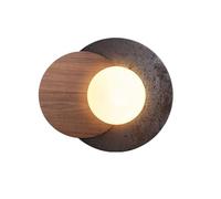 Générique Applique murale moderne en travertin noir, industrie rétro, en verre blanc noyer, applique murale circulaire japonaise for salle à manger