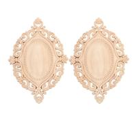 Générique Appliques en Bois Massif en Bois Sculpté 2pcs Beige Ornement Artistique Polyvalent pour Décoration Traditionnelle de Portes et Lits