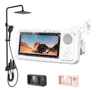 Générique Aqua Play Phone Holder, Aqua Play Shower Phone Holder Waterproof with Speaker, No Need to Worry Shower Noise, 360° Rotation Can Be Installed on Any Surface, for Bathroom (White)