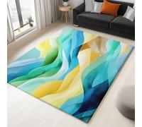 Générique Aquarelle Abstraite Texture De MarbreTapis Salon 80 x 150 cm Vert Lavable en Machine Tapis Antidérapant à Poils Courts - Facile à Entretenir pour Salon Salle à Manger Bureau à Domicile