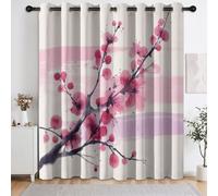 Générique Aquarelle Fleurs Fleurs De Prunier Utile Rideau Occultant 75 x 166 cm Thermique Lot de 2 Rideaux Opaque à Oeillets pour Fenetre Chambre Salon Chambre Enfant, Crème
