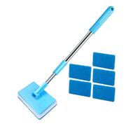 Générique Aquarium Brush - Glass Scraper | Fish Tank Glass Cleaner Brush with Long Handle, 5-Piece Set, Adjustable Length, Sided Scrubber, for Saltwater and, Blue Convenient Spare Heads