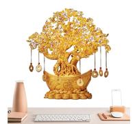 Générique Arbre à Argent - Statue décorative 7 x 15 cm, œuvre d'art en Pierre précieuse Citrine, Style de Fortune avec Charme de Bon augure | Décor en significatif pour Le Bureau du sal