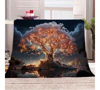 Générique Arbre Ancien Mystérieux,Lumière Rayonnante Manta de franela 3D Suave - Cubre Sofá/Cama 130x150 cm,Arbre De La Vie Estampado 3D Ultrarealista,Polar Caliente,Lavable,Hogar/Dormitorio