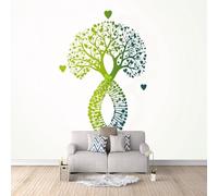 Générique Arbre De L'amour Papier Peint Intissé 400 x 280 cm Feuilles D'amour Vertes Papier Peint Panoramique 3D - XXL Poster Salon Chambre Salle à Manger Chambre d'Enfant Décoration Murale