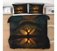 Générique Arbre de Vie Housse de Couette avec 2 Taies d'oreiller 65x65 cm, Mythologie Celtique Parure de lit 240 x 260 cm - Viking Ensembles de Housses de Couette en Microfibre brossée Douce H224w
