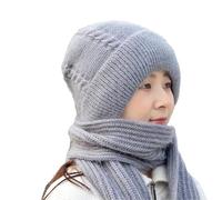 Générique Arbre De Vie intégré pour femmes, écharpe tricotée épaisse et chaude, d'oreille, chapeau tricoté pour l'hiver Tapis Fourrure Blanc Rectangulaire (Grey, One Size)