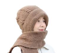 Générique Arbre De Vie intégré pour femmes, écharpe tricotée épaisse et chaude, d'oreille, chapeau tricoté pour l'hiver Tapis Fourrure Blanc Rectangulaire (Khaki, One Size)