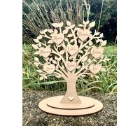 Générique Arbre de Vie personnalisé en Bois Coeurs avec PRÉNOMS OFFERTS, Décoration Murale ou à Poser, décoration intérieur, déco Mur, Anniversaire,noël baptême, Mariage, St Valentin (20 cm)