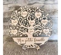 Générique Arbre de vie personnalisé en bois COEURS AVEC PRÉNOMS OFFERTS, Décoration murale ou à poser, décoration intérieur, déco mur,anniversaire,noël baptême mariage, saint Valentin (20cm)