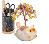 Générique Arbre en - Adorable Décoration de Citrine - Décoration Statue Chat - pour Maison Bureau Boutique Magasin Anniversaire Mariage Nouvel an Chinois Crémaillère Salon