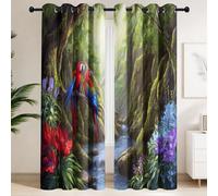 Générique Arbre Géant Fleurs Rivière Rideau Thermique Isolant, Rideau Tropical Naturel Lot de 2 Rideaux Occultants Opaques à Œillets, pour Chambre, Salon, Chambre d’Enfant L 117 x H 137 cm