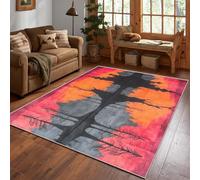 Générique Arbre Lac Réflexion Tapis D'entrée Intérieurs 80x150 Antidérapant, Poil Ras Doux Lavable Montagne Soleil Impressionnisme Tapis Salon, Chambre, Cuisine, Paillasson Entree