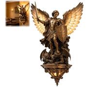 Générique Archangel Michael Wall Sconce,Medieval Gothic LED Guardian Angel Wall Light,Vintage Religious Angel Statue Wall Lamp,Home Art Decorative Sculpture Lamp for Bedroom,Living Room,Hallway