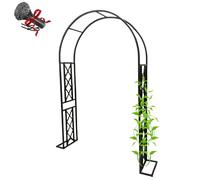 Générique Arche de Jardin en Acier pour Plantes grimpantes, tonnelle extérieur, Arceau à rosiers Tuteur avec Socle pour grimpants, pelouse, terrasse, décoration(Noir,L340 x H230cm)