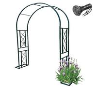 Générique Arche de Jardin extérieure 230 cm H, Treillis métall, pergola Robuste avec Base, Arceau à rosiers pour Plantes grimpantes, décoration Cour Mariage pelouse(Vert,L220 x H230cm)