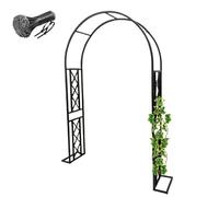 Générique Arche de Jardin extérieure, Treillis en Acier avec Base, Grande Arceau à rosiers Noire pour Plantes grimpantes, pelouse, terrasse, décoration, Facile à Monter(L140 x H230cm)