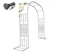 Générique Arche de Jardin pour Plantes grimpantes, Treillis métall Robuste, H 230 ou 267 cm, Arceau à rosiers, pergola pour pelouse terrasse Cour, Facile à Monter(Blanc,L140 x H267cm)