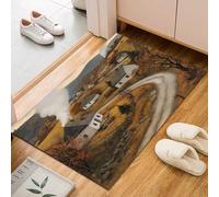 Générique Architecture de Ferme Rurale Tapis Salon Lavable en Machine 60x90cm antidérapant Tapis Paysage Rural Marron pour Chambre de Fille - Poil Ras de Salle a Manger Crèche Salle de Jeux
