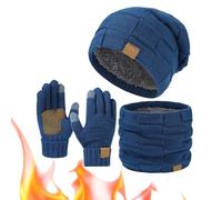Générique Ardenknit Winter Set- Windproof Knit Hat, Scarf and Gloves Windproof and Good Elasticity for Cold Weather (Blue)