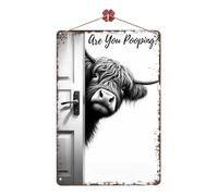 Générique Are You Pooping | signe en métal vache vintage | Êtes-vous en train faire caca des signes vache | d’art mural drôles bovins Highlands écossais | Accessoires salle bain vaches