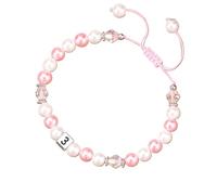 Générique Argent Perlé Couple Jonc Homme Anneaux main avec lettres perlées, adapté comme cadeau d'anniversaire pour votre fille Rose Perlé Rose Mm Bijoux (B, One Size)