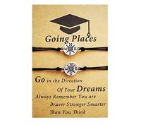 Générique Argenté Bracelet Et Classique Bracelet réglable tissé de fil de cire de boussole d'alliage créatif Mamie 8 Bracelet En Bracelet (A, One Size)