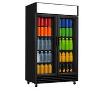 Générique Armoire à Boissons Professionnelle Réfrigérée - 2 Portes Vitrées - 568 Litres - Éclairage LED - Canopy Publicitaire - Température +2°C à +10°C