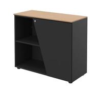 Générique Armoire Basse Isis H 76 x L 90 cm Top chêne Porte à Droite (Carbone)