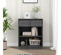 Générique Armoire Console Gris 60x34x75 cm Bois de pin Solide,Meubles,Armoires & Meubles de Rangement,Buffets & bahuts,Gris,12.5 KG,813836