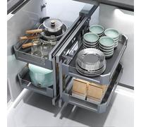 Générique Armoire D'angle À 2 Niveaux Avec Tiroir Coulissant, Rangements Rectangulaires Coulissants Installation Droite/gauche 4 Paniers Hauteur Réglable(700)