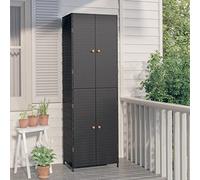 Générique Armoire de Rangement de Jardin Noir 59x40x180 cm Résine tressée,Armoires & Meubles de Rangement,Casiers & armoires de rangement-319872